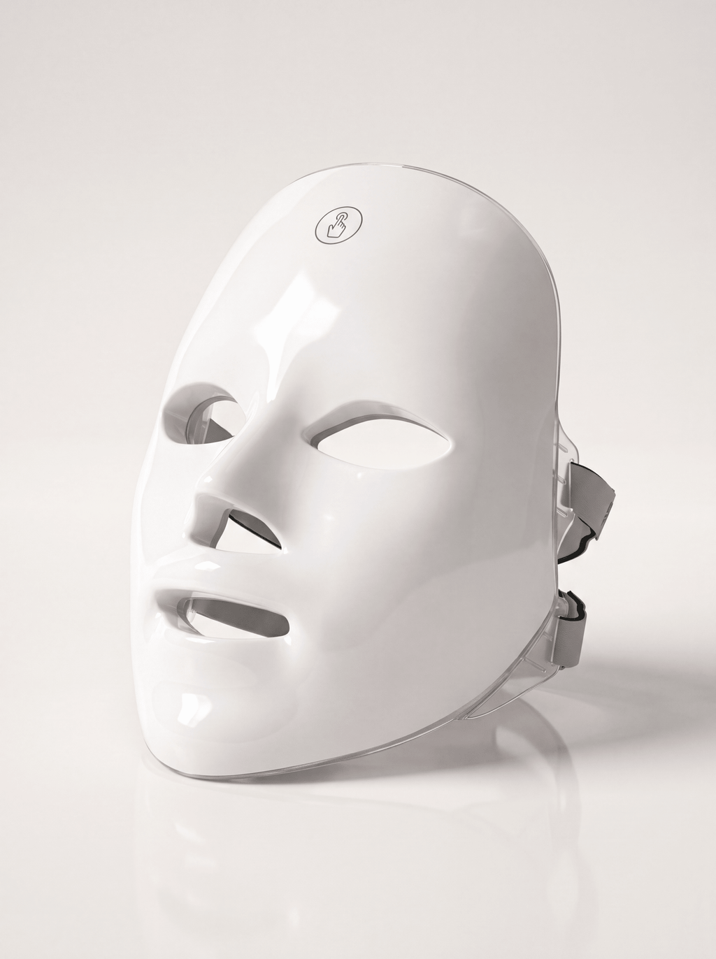 LumaGlow LED face mask smooth glossy white shell studio hero shot
