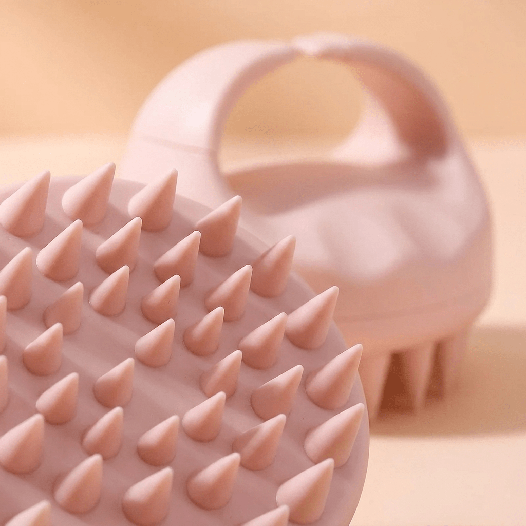 Close-up of the soft silicone bristles of the Auraclarify Scalp Revival Massager