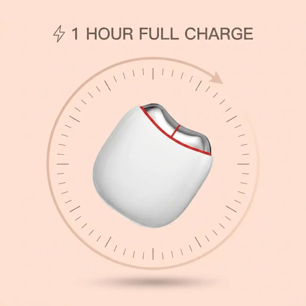 Auraclarify SculptStone device with one hour full charge battery infographic